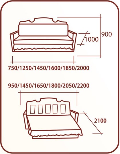 Прямой диван Аккордеон Бук 120 Радуга в Орске - изображение 1